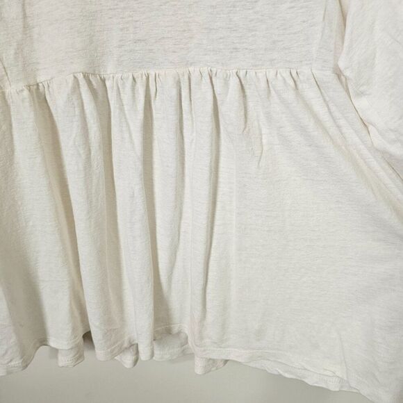 EUC CHICO'S LINEN BLEND EMBELLISHED SPLIT V SCOOP NECK BOHO TOP SIZE 2 WMNS L - Picture 9 of 13